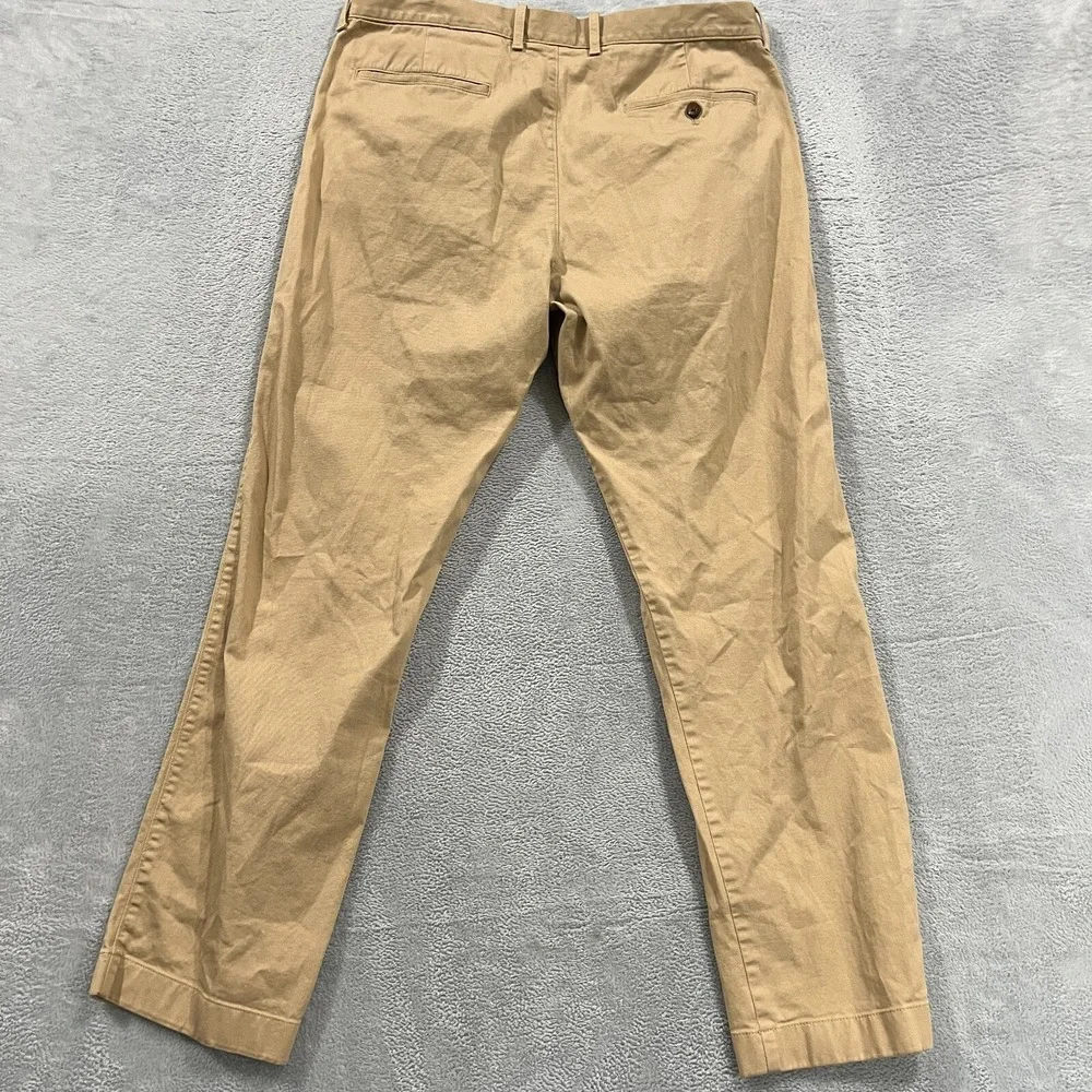 J. Crew Flex‎ Chino Pants Mens 35x32 Khaki Tan Slim Straight Preppy Stretch